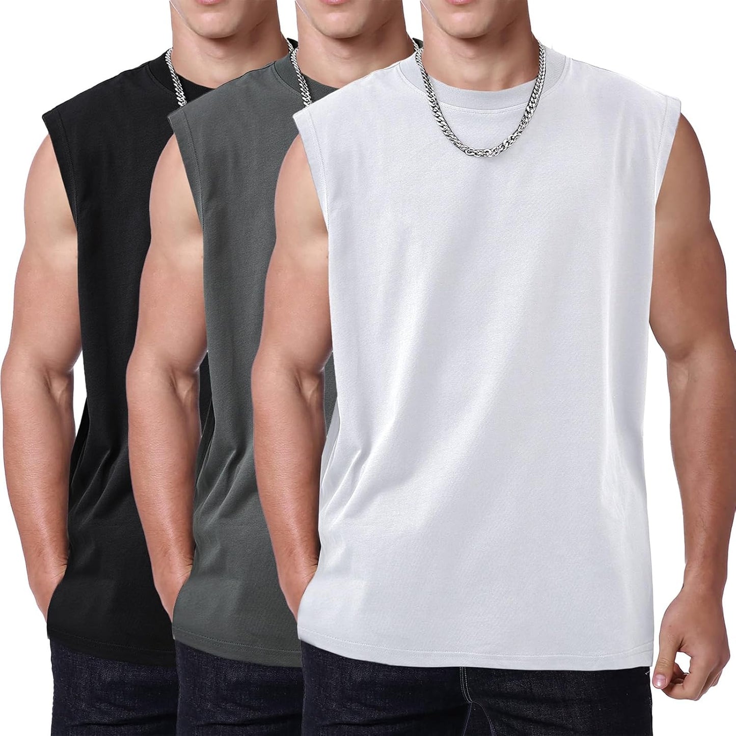 Skiennix Men's Sleeveless Workout Tank Top - Acid Wash Muscle Tee for Gym & Running | Loose Fit