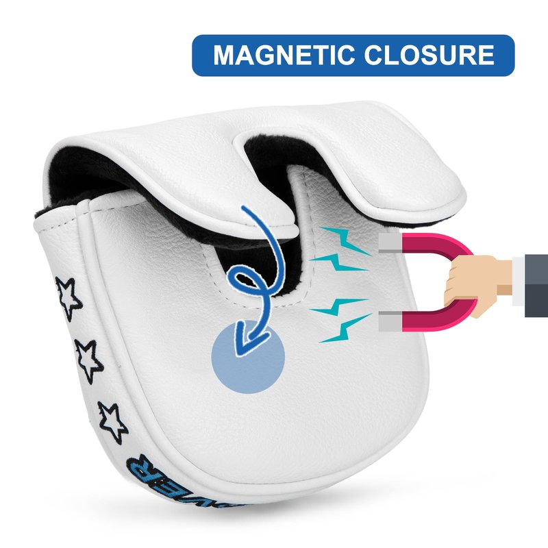 Golf Mallet Putter Cover Headcover, USA Lucky Clover Magnetic Closure Premium Leather Golf Headcovers Fits Golf DF3 Putter, Mallet Putter Headcover (for DF3 Putter)