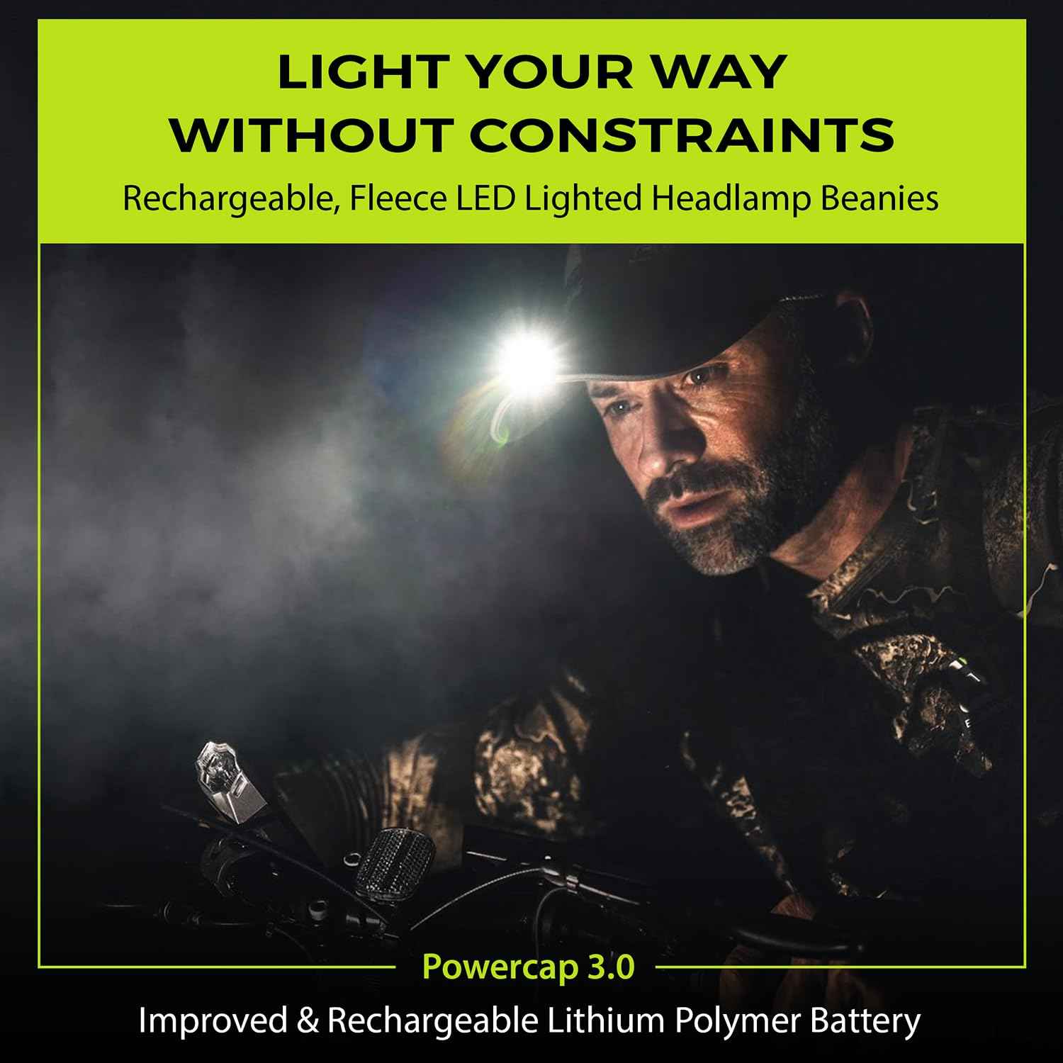 LED Hat Light - POWERCAP 3.0 USB Rechargeable Baseball Cap with Light Built in - LED Cap Visor Light with Bright Headlight and IPX4 Rating (Blaze Orange)