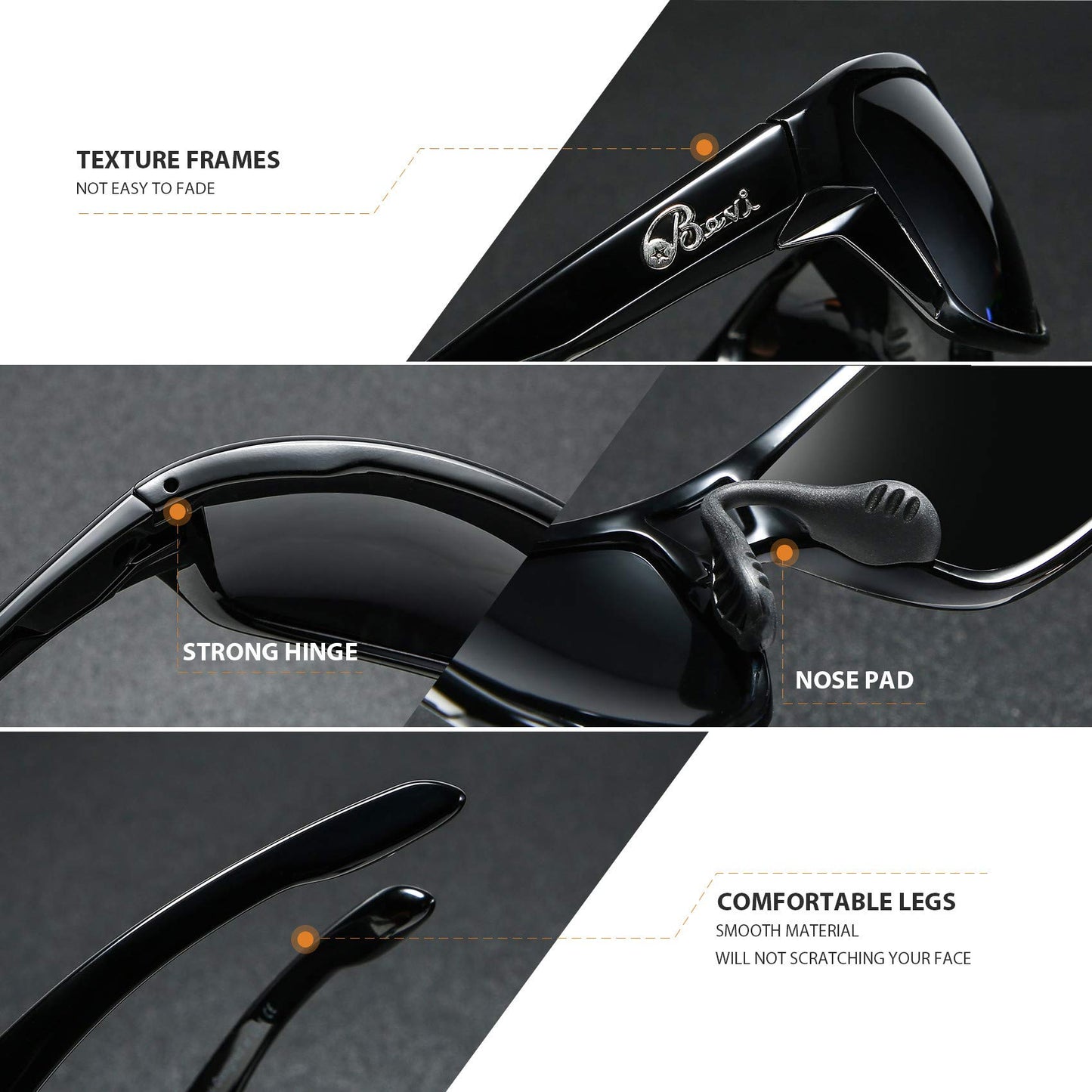 Bevi Polarized Sports Sunglasses for Women and Men Driving Shades Cycling Running UV Protection 2734C1