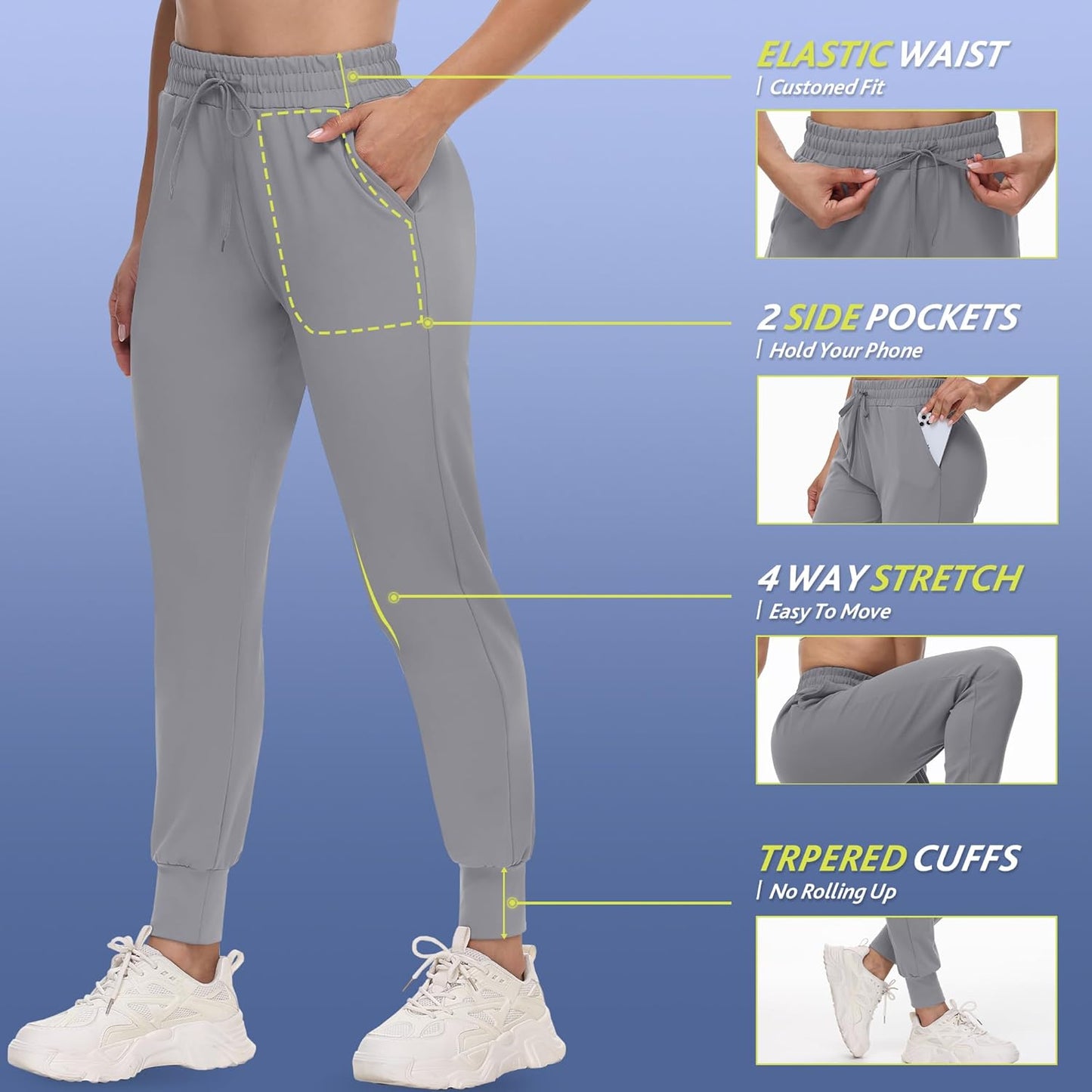 Skiennix Joggers for Women - Lightweight Comfy Sweatpants with Pockets | Perfect for Workout & Lounge