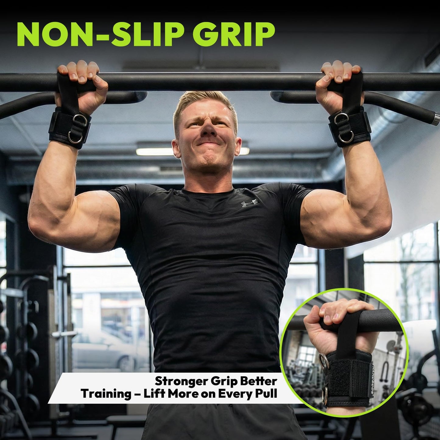 HANDBODE Nylon Lifting Straps, Double D-Ring Wrist Wraps for Gym