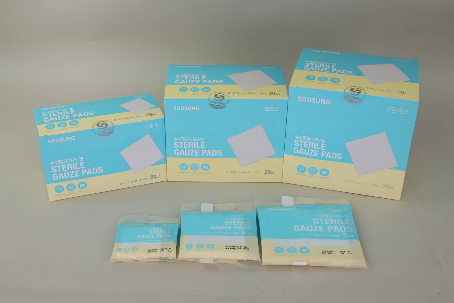 Sterile Gauze Pads 4x4 Inch (100 Count), 8-Ply Medical Grade Cotton, Individually Wrapped (20 Packs of 5), Highly Absorbent, Latex-Free Wound Dressing for Post-Surgical & Large Wounds – SOOSUNG