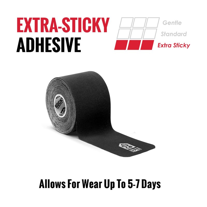 RockTape Go Extra-Sticky Adhesive Pre-Cut Kinesiology Tape (Black)