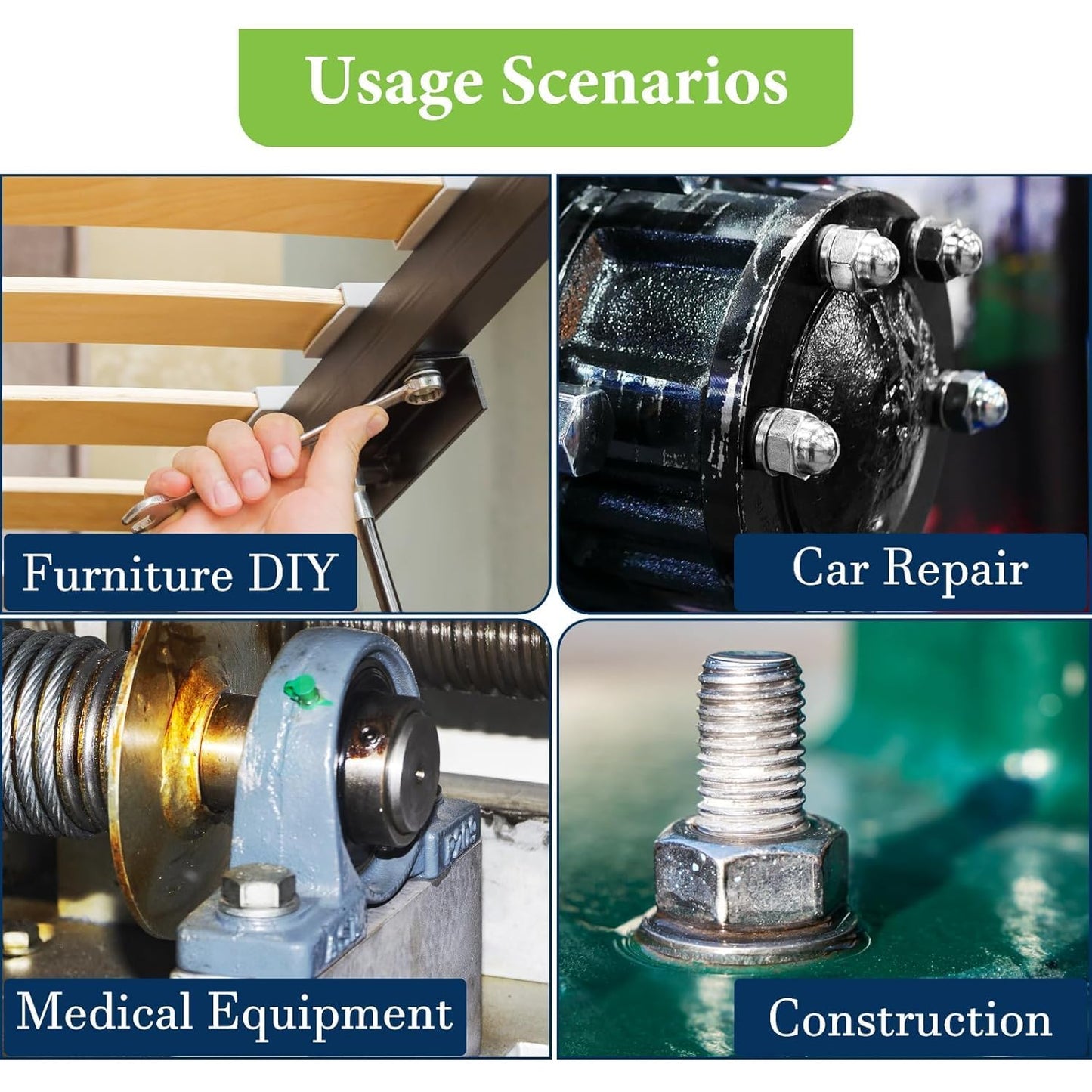 Vifmy SAE Spring Lock Washers Assortment Kit(910 Pack), #4#6#8#10#12 1/4" 5/16" 3/8" 1/2" SAE Split Lock Washer Set, 304 Stainless Steel Lock Washers for Screws Bolts