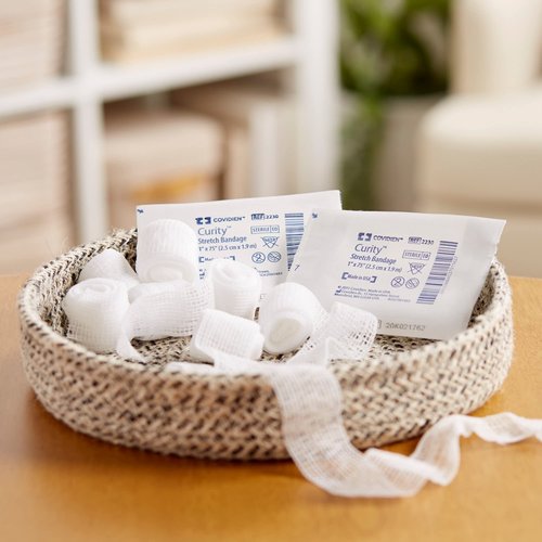 Curity Conforming Bandage, Cotton/Polyester, 1-Ply, 1" x 75", Roll Shape, Sterile, 12 Count, 1 Pack