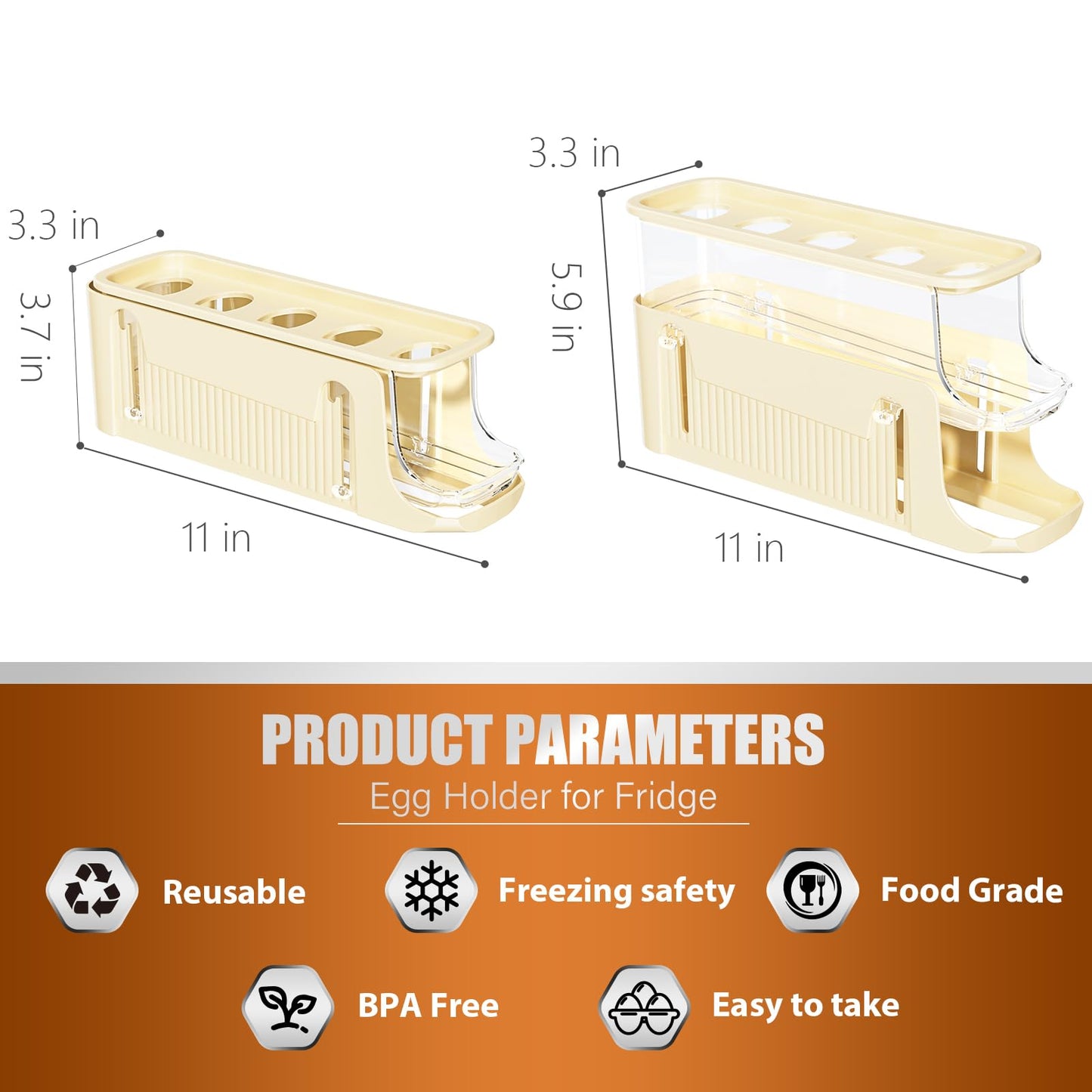 2 Pack Egg Holder for Fridge - Auto Rolling 30 Egg Capacity Dispenser for Refrigerator Storage, Space Saving Efficient Design for Egg Organizer Container, Large Capacity for Kitchen Countertop Use