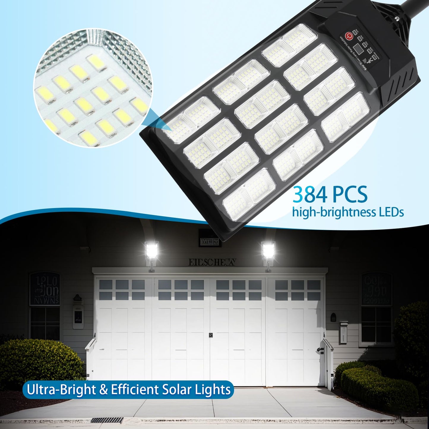Ecoralios Solar Street Lights Outdoor Waterproof,38000LM,Wide Angle Solar Flood Light, LED Parking Light with Motion Sensor and Remote Control, Suitable for Street, Parking lot (4 Pack)