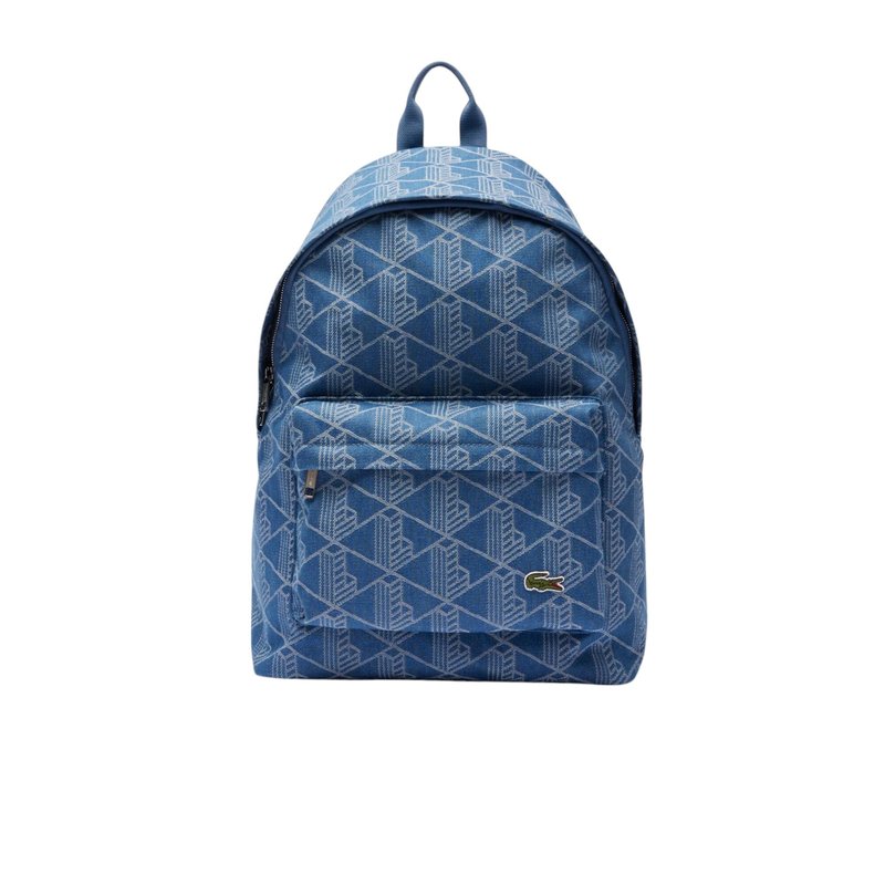 Lacoste Unisex Denim Monogram Backpack, Mono Jacquard Denim, One Size