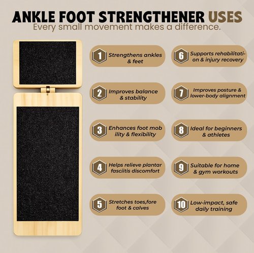 Ankle Balance Board for Ankle Strengthening Physical Therapy & Stability Training Adjustable Single Leg Ankle Strengthener Board for Sprains, Plantar Fasciitis Relief, Core Strength, Athletes & Home Use.