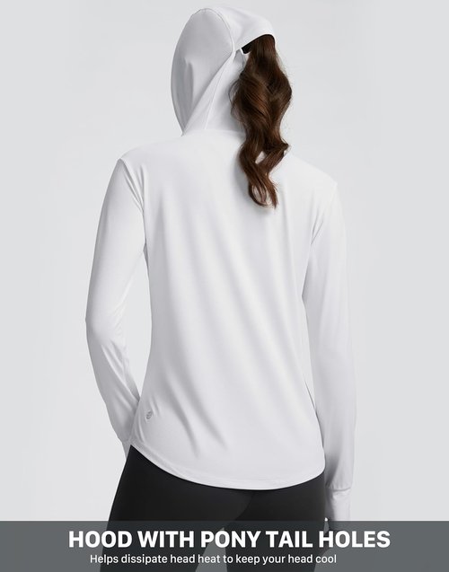 G Gradual Women's Sun Protection Hoodie Jacket - UPF 50+, Lightweight, Long Sleeve, 4 Pockets, Ponytail Hole