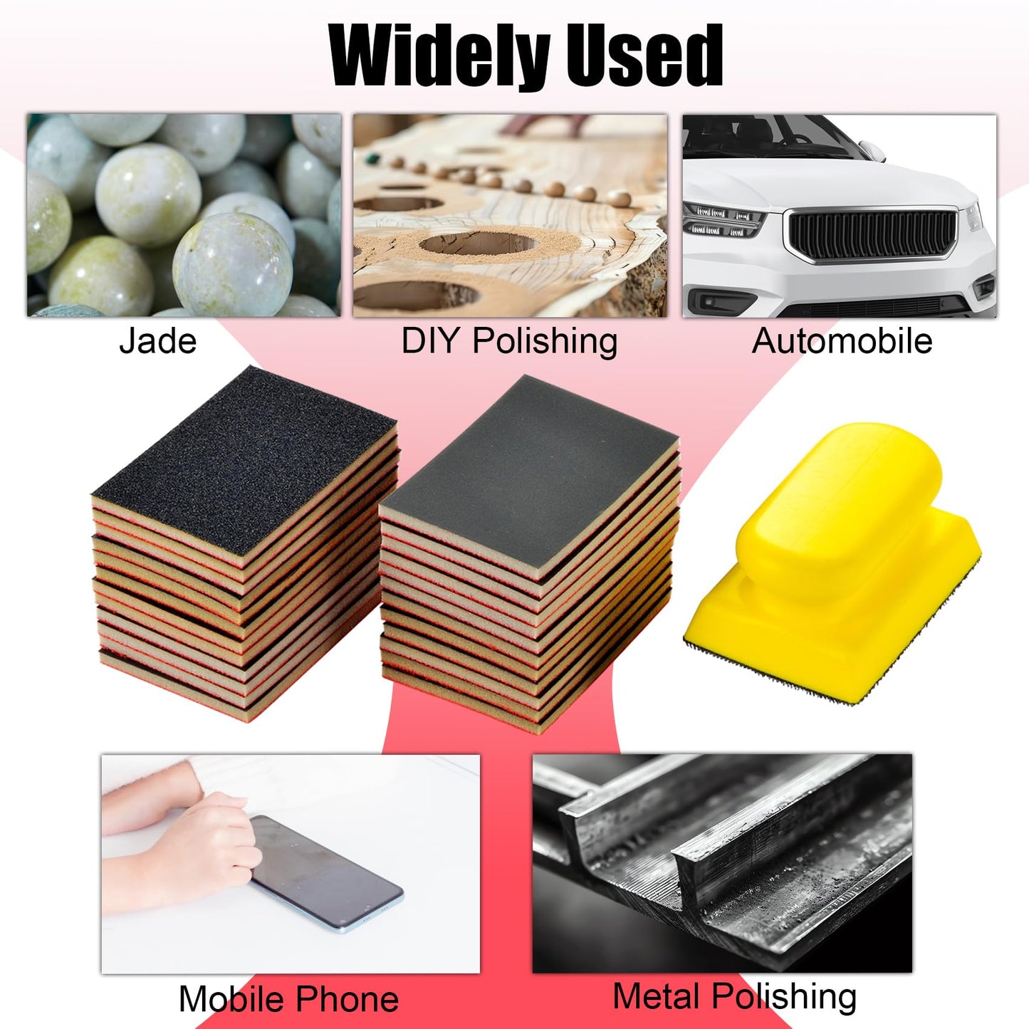 MAXMAN 24PCS Sanding Sponge Set,180-3000 Grit Soft Foam Hand Sander Block,3x4 Inch Wet Dry Sandpaper,Ultra Fine Sandpaper Sponge, Reusable Sanding Pads for Metal Wood Furniture Model Drywall Polishing