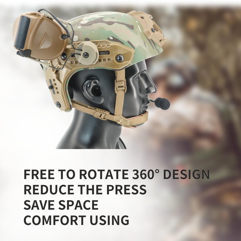 Hearangel COM Rail Adapter Mouting Adapter Compatible with COMTAC Headsets & MTEK M-LOK Helmets for Airsoft Sports (Tan)