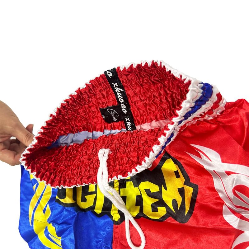 TAIKMD Muay Thai Shorts for Children Traditional MMA Gym Kickboxing Boxing Training Active Shorts (US, Alpha, XX-Small, Regular, Red&Blue)