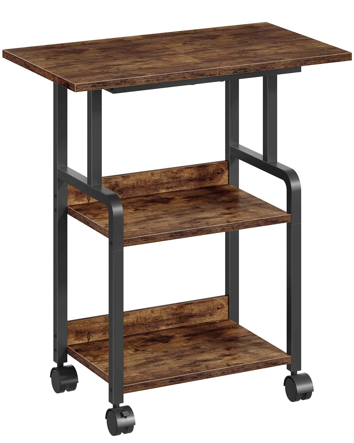 CHOEZON 23.6-in Printer Stand with Storage, 3-Tier Printer Table for Home Office, Printer Cart Under Desk Storage, Suitable for Study, Kitchen, Living Room, Rustic Brown and Black TPS02BF