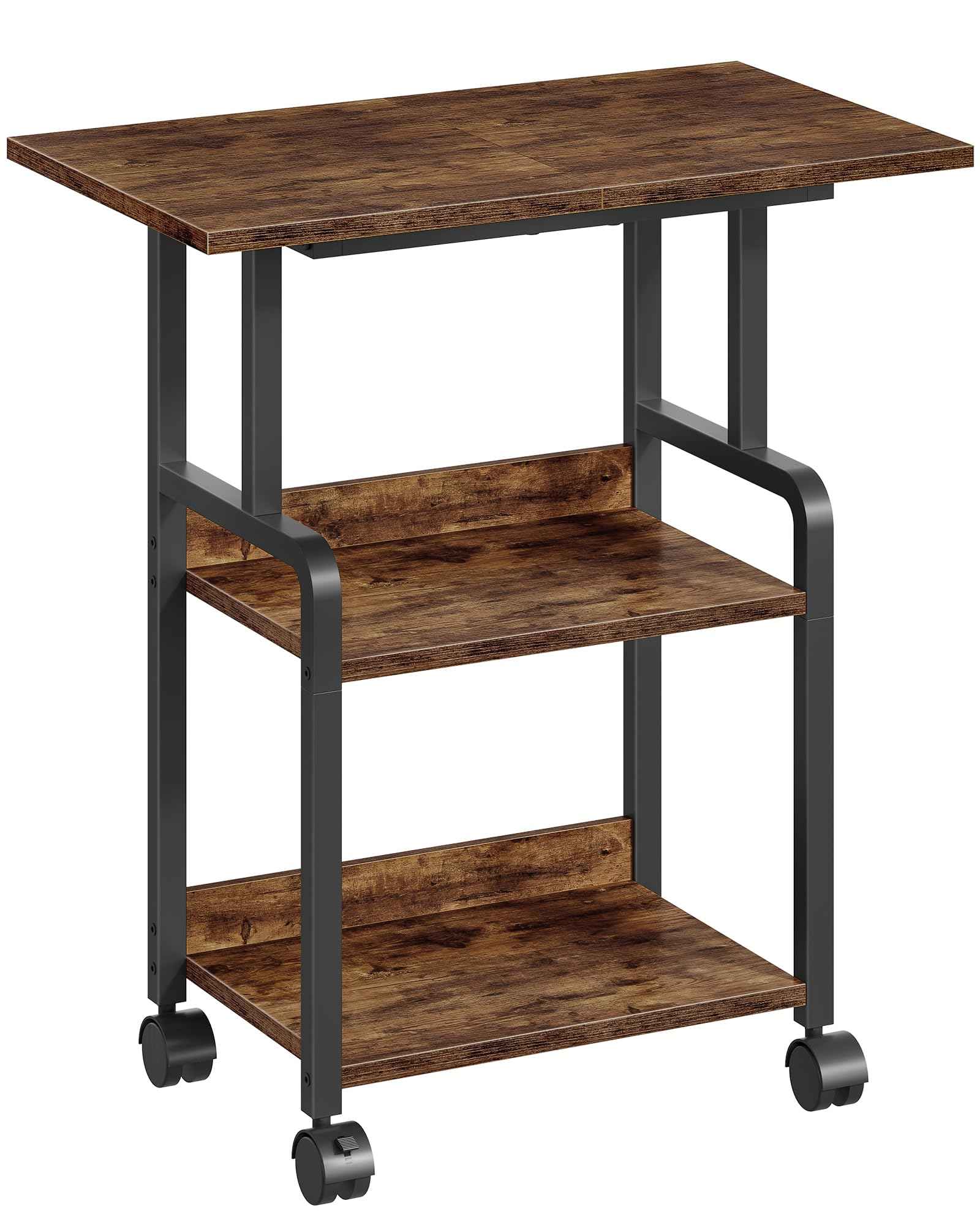 CHOEZON 23.6-in Printer Stand with Storage, 3-Tier Printer Table for Home Office, Printer Cart Under Desk Storage, Suitable for Study, Kitchen, Living Room, Rustic Brown and Black TPS02BF