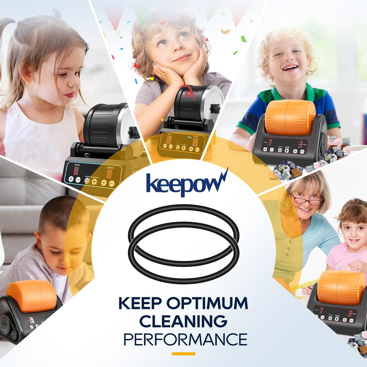 KEEPOW 5 Pack Rock Tumbler Belts, Replacement Belt Set Compatible with KomeStone Rock Tumbler K1 & K1 Pro & K3 (Not Suit for K2 Elite Rock Tumbler)