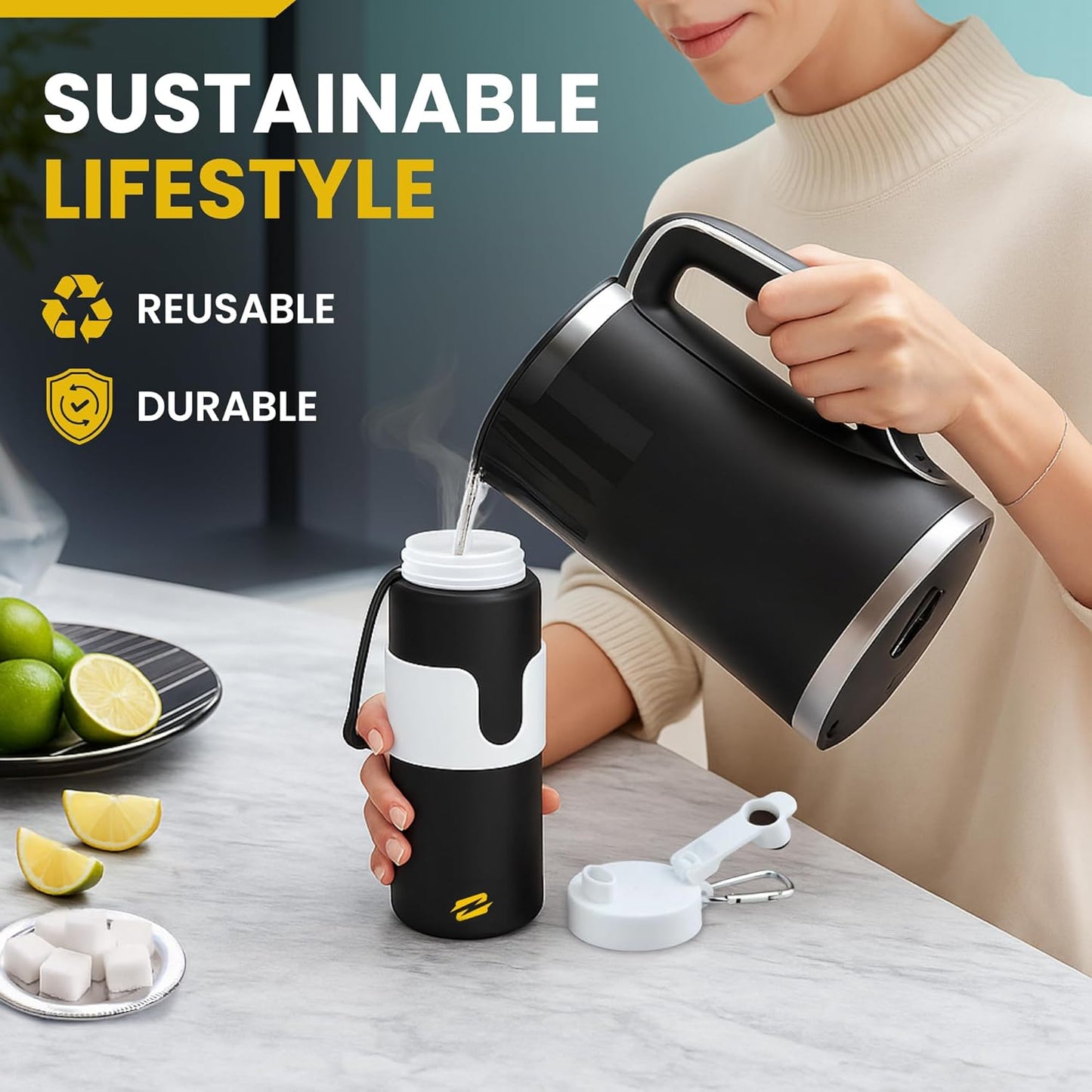 Skiennix Collapsible Water Bottle - BPA-Free Silicone, Leak-Proof & Lightweight for Travel | Compact & Easy to Clean