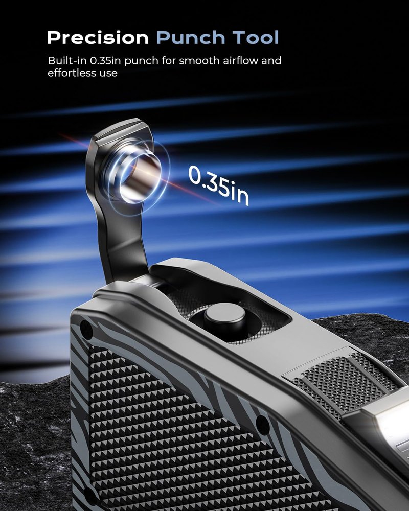 Torch Lighter with Straight Cutter and Holder, Dual Jet Windproof Butane Lighter, All in One Refillable Lighter with Built in Punch, Portable for Outdoor Travel, Gifts for Men