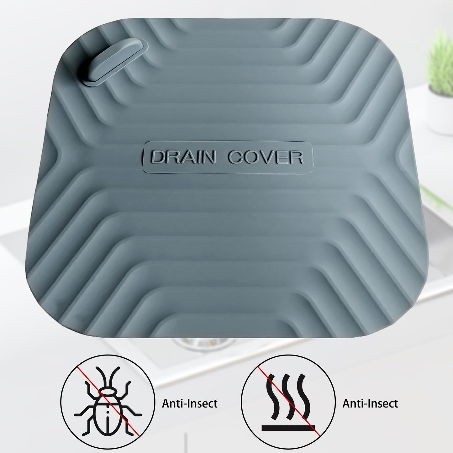 DIFENLUN Shower Drain Cover Tub Stopper,2 Pieces Sewer Anti-Odor Mat Deodorizing Drain Plugs for Kitchen,Bathroom and Laundry(5.9x5.9 inch) Gray