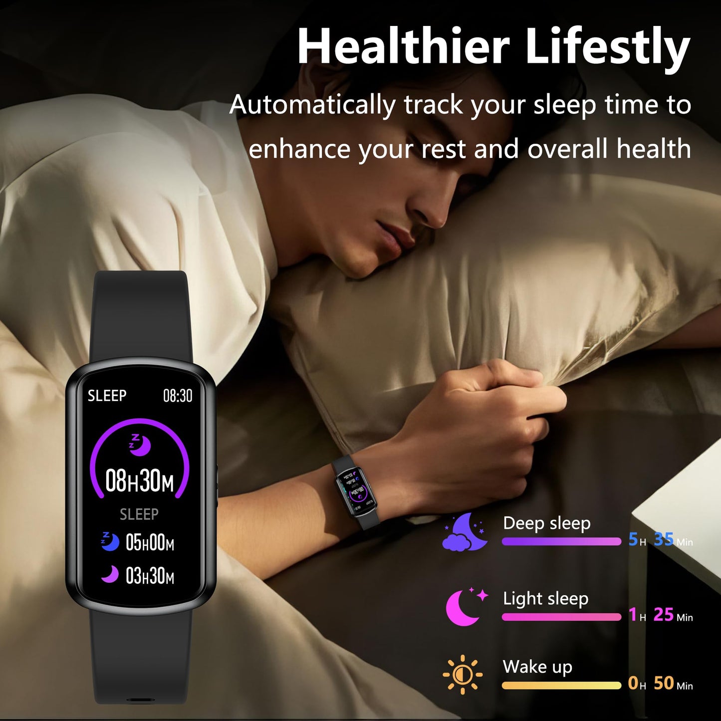 Health Fitness Tracker, Smart Watch with 24/7 Heart Rate, Activity Tracker with Blood Pressure and Blood Oxy-gen Monitor, 120 Sport Mode Waterproof Sleep Tracker for Women Men