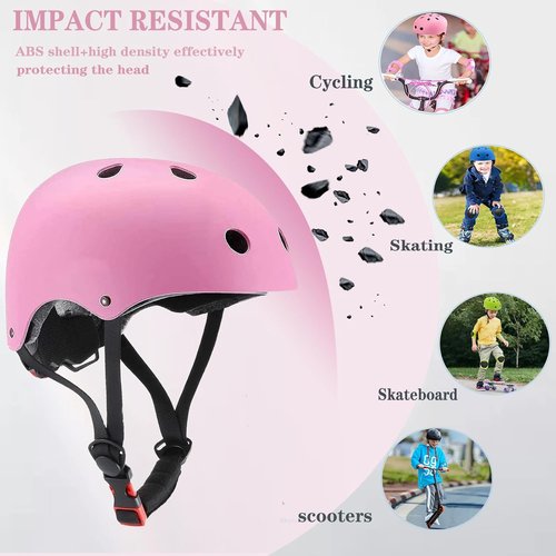 FOOKCIAN Kids Helmet - Adjustable Toddler Skateboard Helmet with Knee, Elbow Pads & Wrist Guards | Ages 2-14