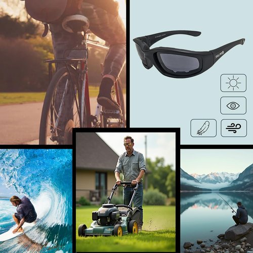 SOL PRO Motorcycle Riding Glasses, Polarized Lens 100% UVB/UVB, Foam Padded, Super Light, Floating, For Outdoor Activity Sports, Fit Men and Women