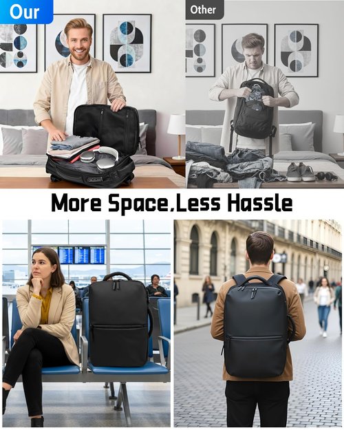 Zurligi Vacuum Backpack for Travel with Pump, 30-70L Expandable Vacuum Seal Compression Backpack, Casual Daypack, TSA-Lock(Vacuum Carry-On, Black)