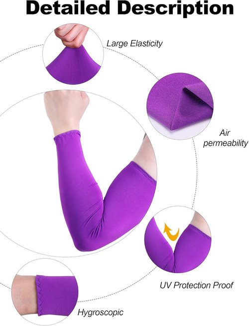 Bememo UV Protection Cooling Arm Sleeves - 12 Pairs Unisex Long-Length Covers for Sun Safety