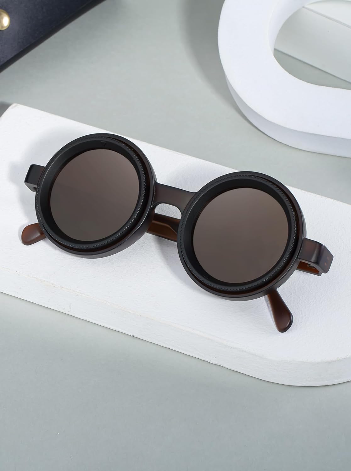 Skiennix Adjustable Tint Nightshift Glasses - Round Polarized ND Filter Lenses | Lightweight PP Frame