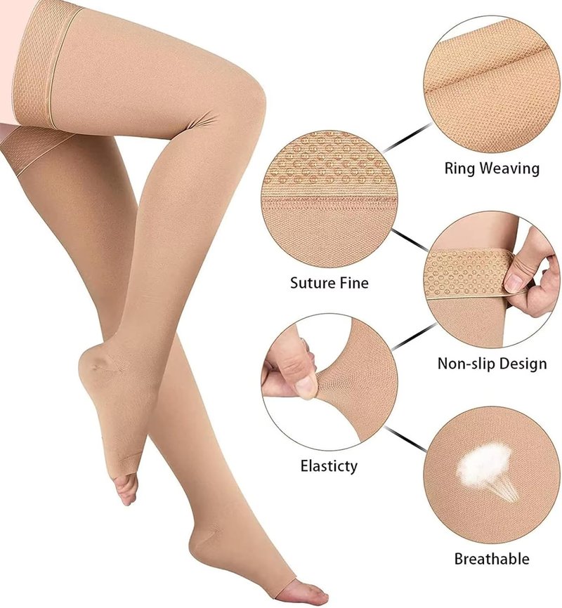 15- 20 mmhg Compression Stockings for Women & Men , Knee High Graduated Open Toe Compression Socks for Varicose Veins, Swelling, Edema, Travel & Flight