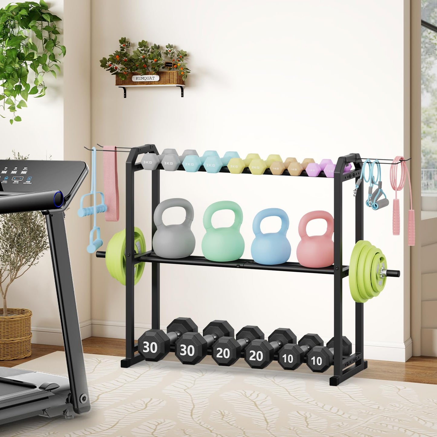 IMAYCC 3 Tier Dumbbell Rack Weight Rack Heavy Duty Weight Storage Organizer for Home Gym, Up to 390 lb Capacity for Dumbbells Kettlebells Weight Plates(dumbbell rack stand only)