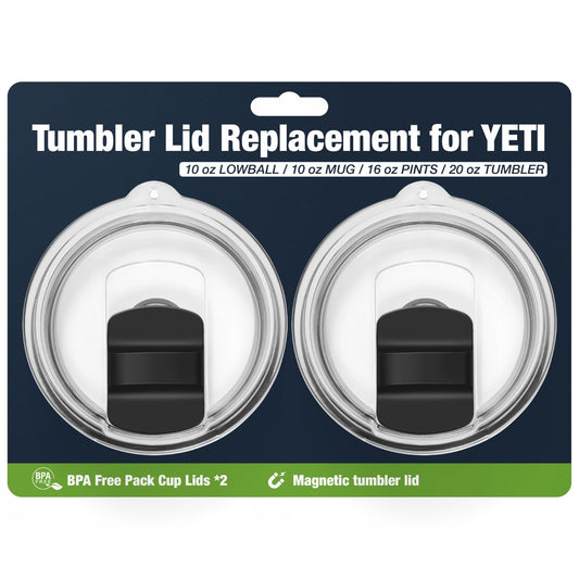 20 oz 591ml Tumbler Lids for YETI,Magnetic Tumbler Lid Replacement for YETI,BPA Free 2 Pack Black Tumbler Lids