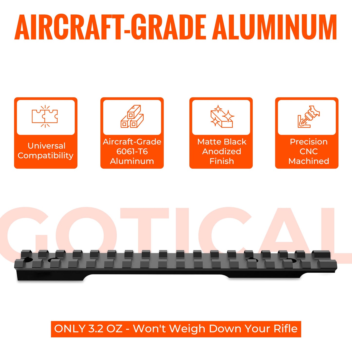 Gotical Picatinny Rail Mount for Remington 700 Rifles | Long Action, 0 MOA, Compatible with Remington 700 Long Action Models