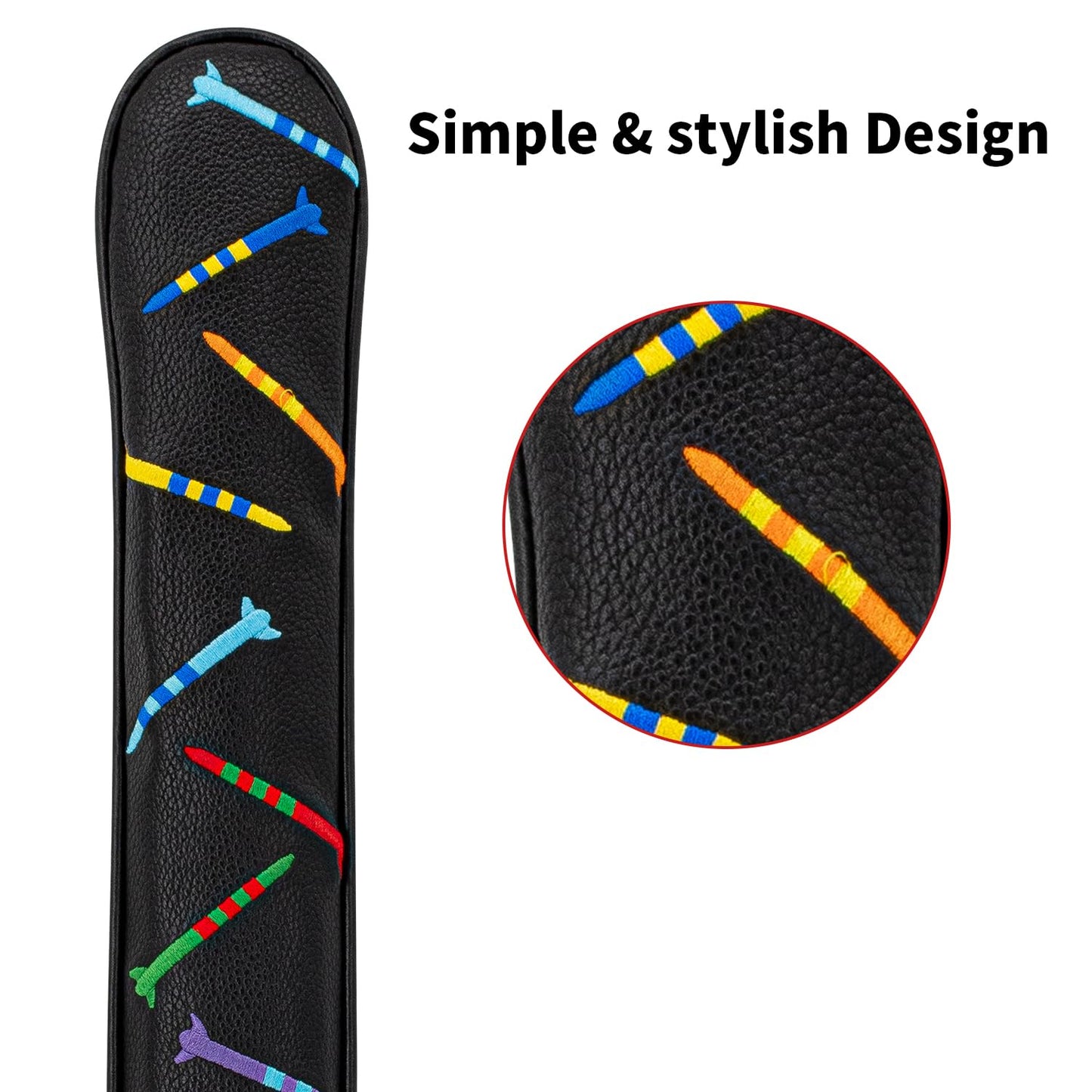 Golf Alignment Stick Cover Premium Leather Perfect Cover for Alignment Sticks Classic Tee Design Alignment Sticks Holder Golf Club Protector Holds 1 Sticks.