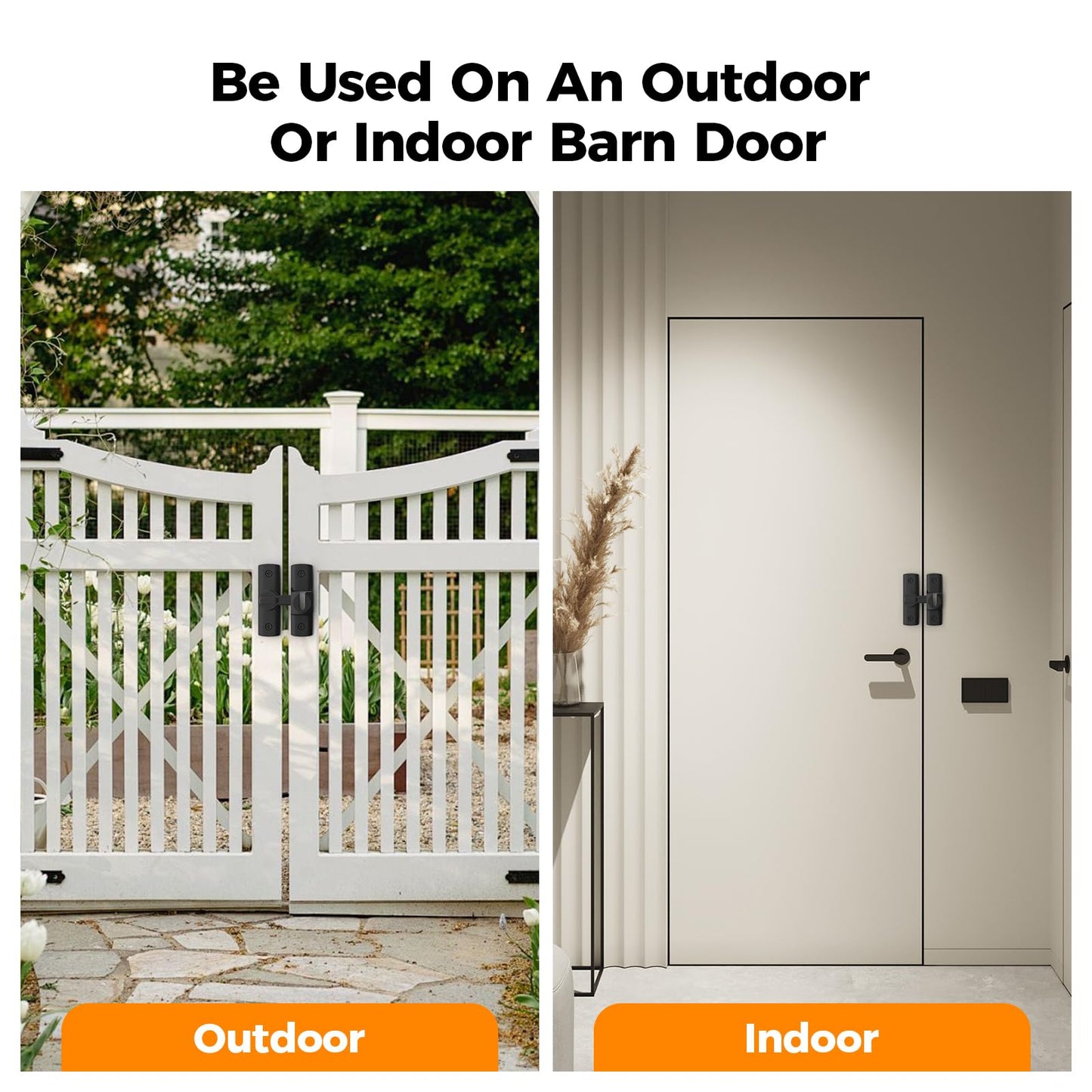 2 Pcs Degree Barn Door Latch, 180/90 Sliding Barn Door Lock，Sliding Gate Latch Lock for Cabinets, Barn Door, Bathroom, Gardenr Doors (Black)