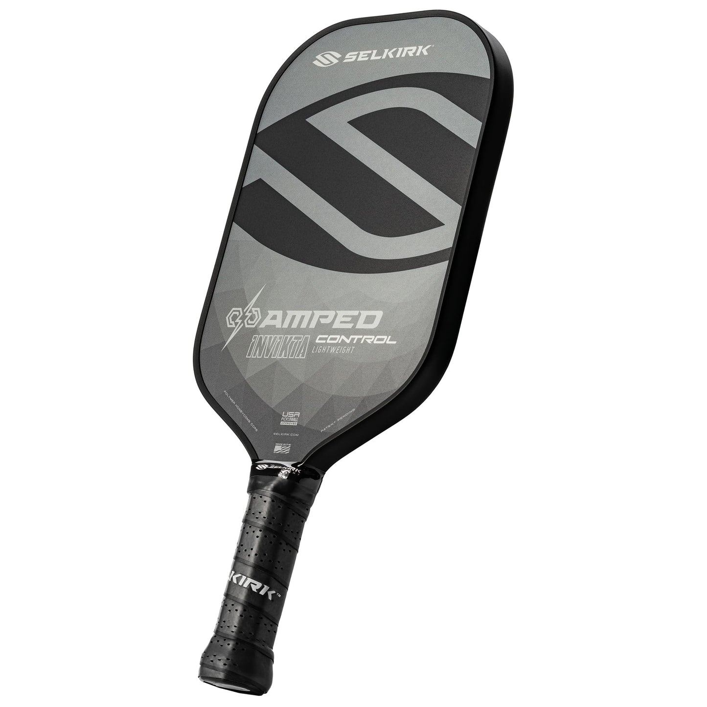 Selkirk Sport Amped Control Pickleball Paddle | Assembled in the USA | Next-Gen FiberFlex+ Face & Ultra Durable Spin Coating | 16mm X5 Core for Unrivaled Precision & Control | Invikta Lightweight Gray