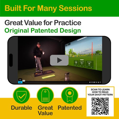 Golf Swing Mat & Golf Training Mat – Divot Board Mini with Instant Impact Feedback for Strike, Low Point & Swing Path Control – Replaceable Pad – Indoor Outdoor Golf Practice Mat