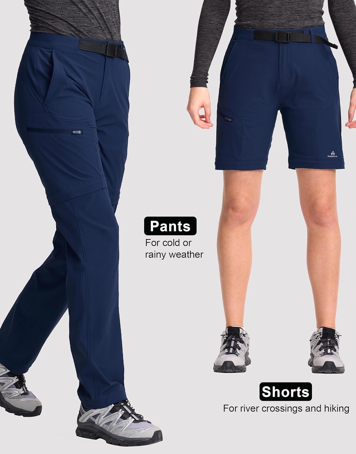 Pioneer Camp Women's Hiking Pants - Convertible Quick-Dry Stretch Zip-Off Design | Outdoor Cargo Style