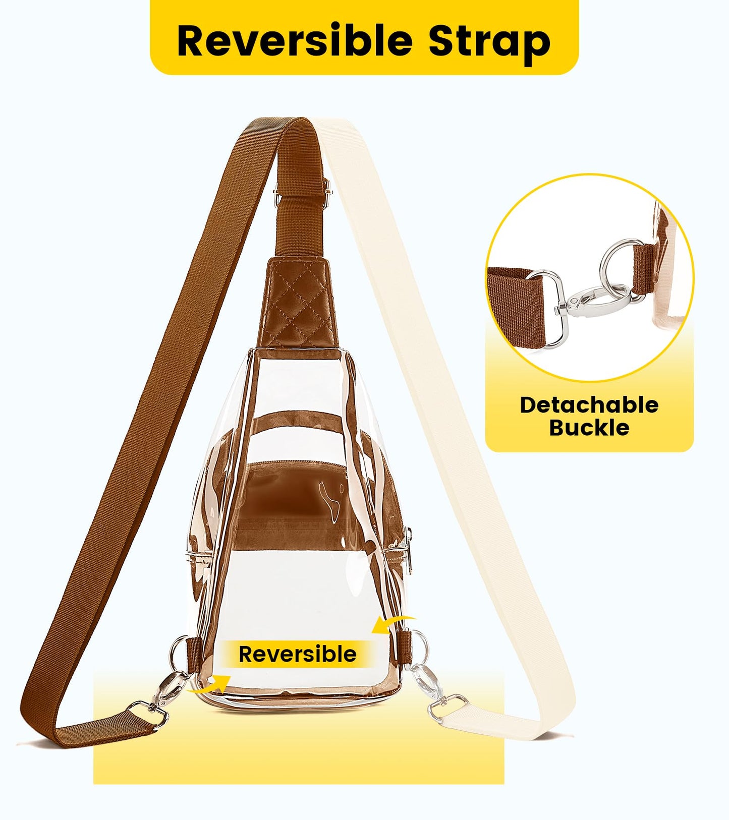 Vorspack Clear Bag for Women, Brown