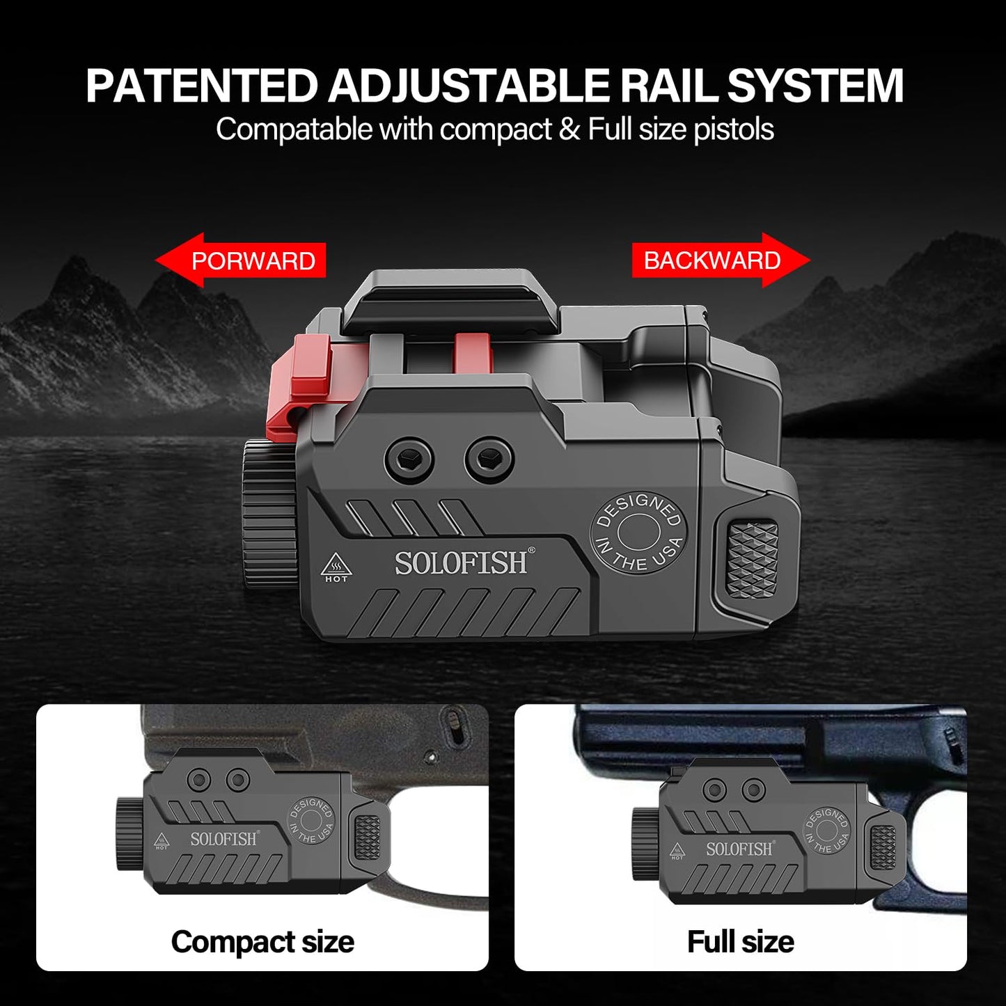 SOLOFISH Slidable Pistol Light Laser Combo for Railed Handgun