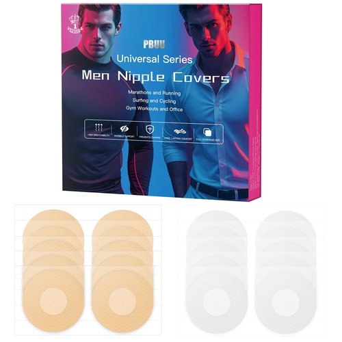 pbuu Nipple Covers for Running Men No Show Protection Men, 100 PCS Nipple Tape Guards for Runners, Anti Chafing Marathon Use, Multi-Size Packs, All-Day Comfort, Confident Coverage