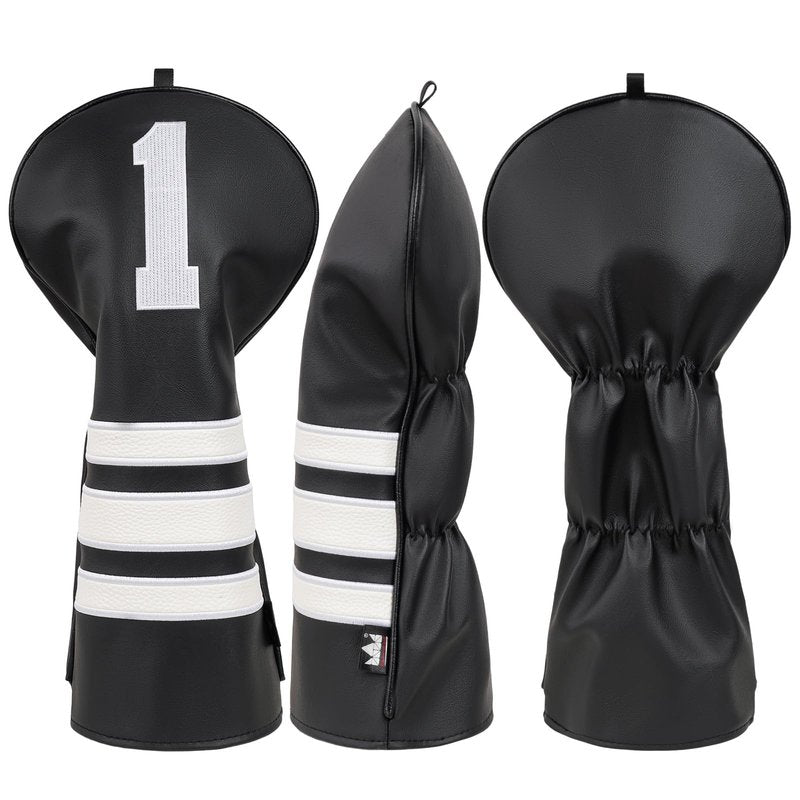 Craftsman Golf White Stripes Black Vintage Golf Club Cover Driver Headcover Protector Fits up to 460cc Head Gifts for Men Women