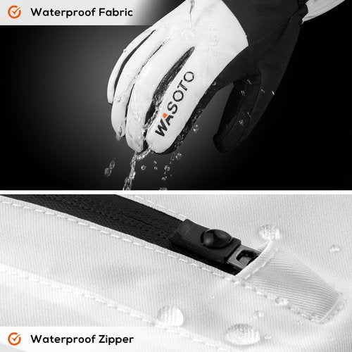 Heated Gloves for Men Women 7.4V Battery 22.2Wh Rechargeable Touchscreen Waterproof Electric Heated Gloves for Winter Outdoor Work Skiing Hiking Camping(White,XL)