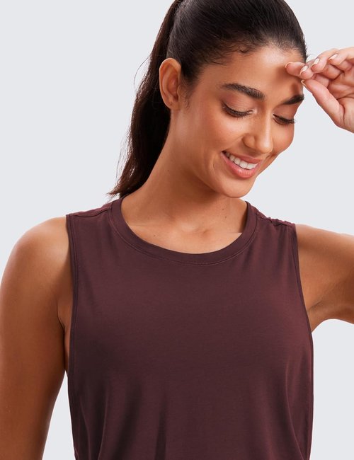 CRZ YOGA Pima Cotton Tank Tops for Women - Loose Fit Sleeveless Workout Shirts | Athletic Gym Wear