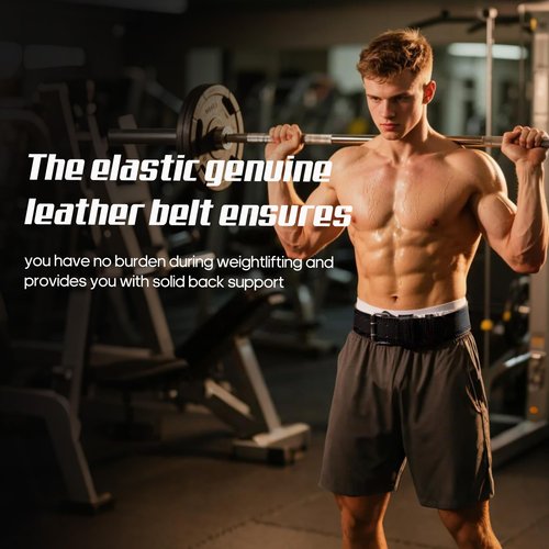 Genuine Leather Weight Lifting Belt for Men Double Prong Power Belt Heavy Duty - Strong, Stabilizing Back Support for Deadlifts, Squats Powerlifting