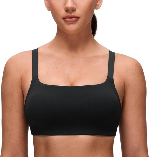 CRZ YOGA Sports Bra - Butterluxe Adjustable Wide Strap with Padded Scoop Neck | Square Back Design