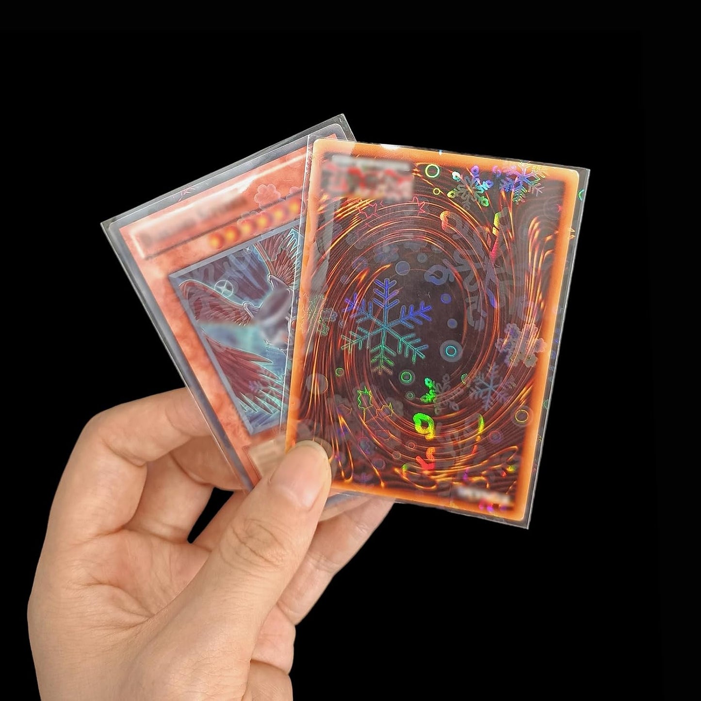 Skiennix Holographic Card Sleeves - 100 PCS Colorful Snowflake Patterned Protectors for TCG/CCG Cards (65×90mm)