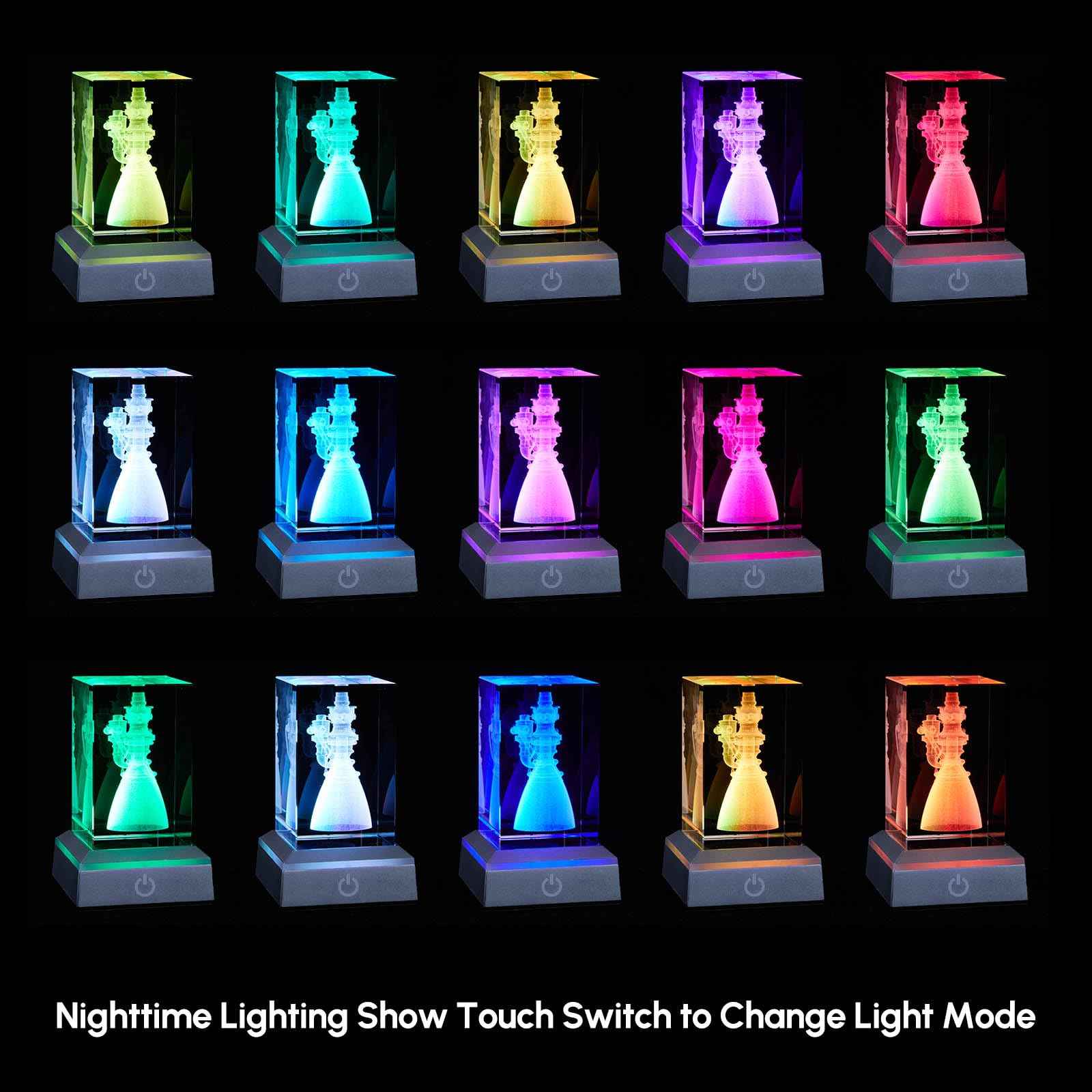 EMGTMS Y&Z SpaceX Starship Raptor 3 Engine Night Light, 3D Rocket Engine Figurine Lamp with 6 Color Modes, USB/Battery Powered, Collector's Gift for Space Fans & Tech Enthusiasts