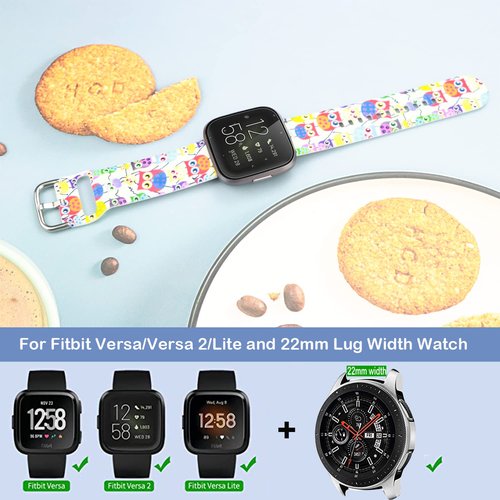 Ecute Small Soft Silicone Waterproof Replacement Women Men Strap Band Compatible with Fitbit Versa/Versa 2/Versa Lite/Versa SE - Color Owl